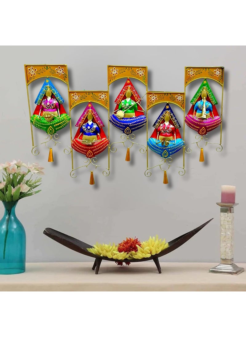 pranjals house - pranjals house 5 Musicians Doll Metal Frame Wall Art, Wall Hanging for Living Room, Bedroom, Dining Room Wall Sculpture for Home Decoration, Office, Hotel (Size 29x19 Inch) - Image 1