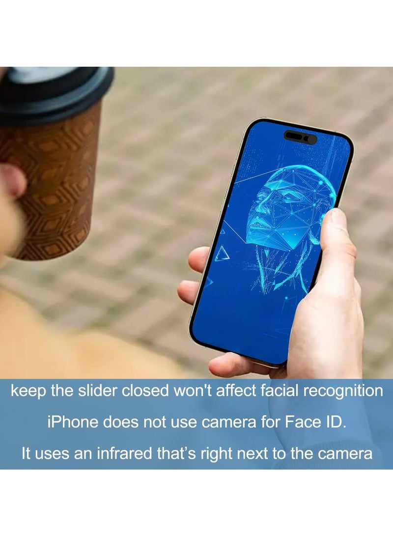 Front Camera Cover, Camera Cover Compatible with iPhone 14Pro Max/15/15 Puls/15Pro Max, Webcam Cover Protector Protect Privacy and Security, Not Affect Face ID - 2 Pack-Black - Image 3