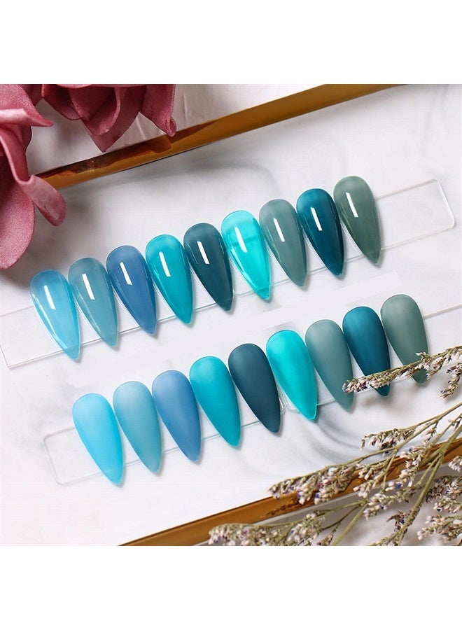 MAJOR DIJIT Jelly Gel Nail Polish Set 9Colors Navy Blue Cyan Deep Blue Translucent Crystal Nail Polish Kit Soak Off UV LED Gel Nail For Nail Art Salon DIY Home - Image 2