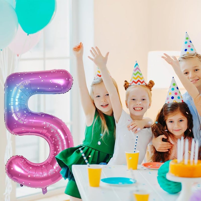 Birthday Number Balloon 2 Years, 40 Inch Rainbow Gradient Foil Balloon Number 2 for Girls, Pink Blue Helium Balloon 2nd Birthday Decoration, Gradient Colourful Number Balloon 2 for Woman Anniversary - Image 5
