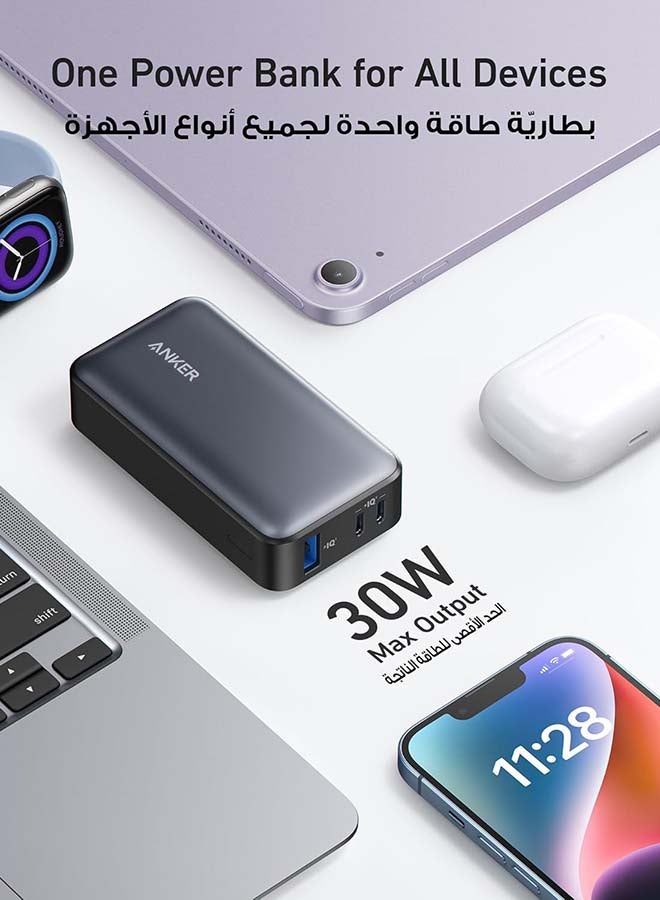 أنكر بنك طاقة Anker، بنك طاقة 533 (PowerCore 30W)، شاحن محمول Power IQ 3.0 مع PD 30W Max Output، حزمة بطارية 10,000 مللي أمبير في الساعة لسلسلة iPhone 14 وDell وMicrosoft Surface وiPad Pro والمزيد - Image 5