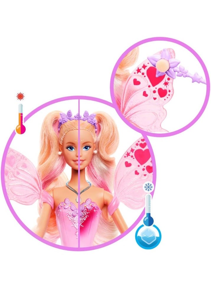 Barbie Fairy Doll with Toy Wand & Fashion Accessories, Fantasy Theme with Color-Change Fun on Wings & Outfit - Image 3