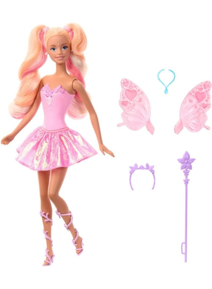 Barbie Fairy Doll with Toy Wand & Fashion Accessories, Fantasy Theme with Color-Change Fun on Wings & Outfit - Image 5