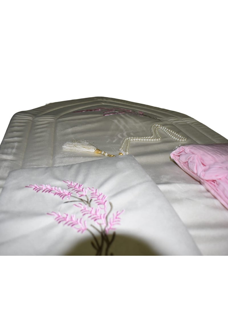 Foam Prayer Mat Embroidered With Quran Cover, Prayer Dress And Tasbih For Women Multicolor  - Image 2