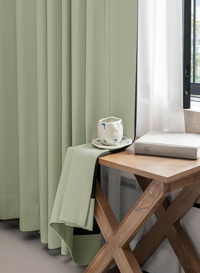FMFUNCTEX 100% Blackout Curtains for Bedroom, Sage Green Geometric Weave Curtains 84 Inches Long Textured Thermal Insulated Curtain for Living Room, Black Out Drapery Grommet 2 Panels - Image 5
