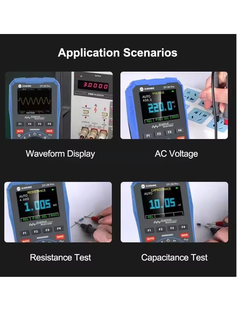 SUNSHINE DT-24 Pro Oscilloscope Multimeter Intelligent Multi-function Color Screen Display Automatic Sleep AC Voltage Test Tool  - Image 4