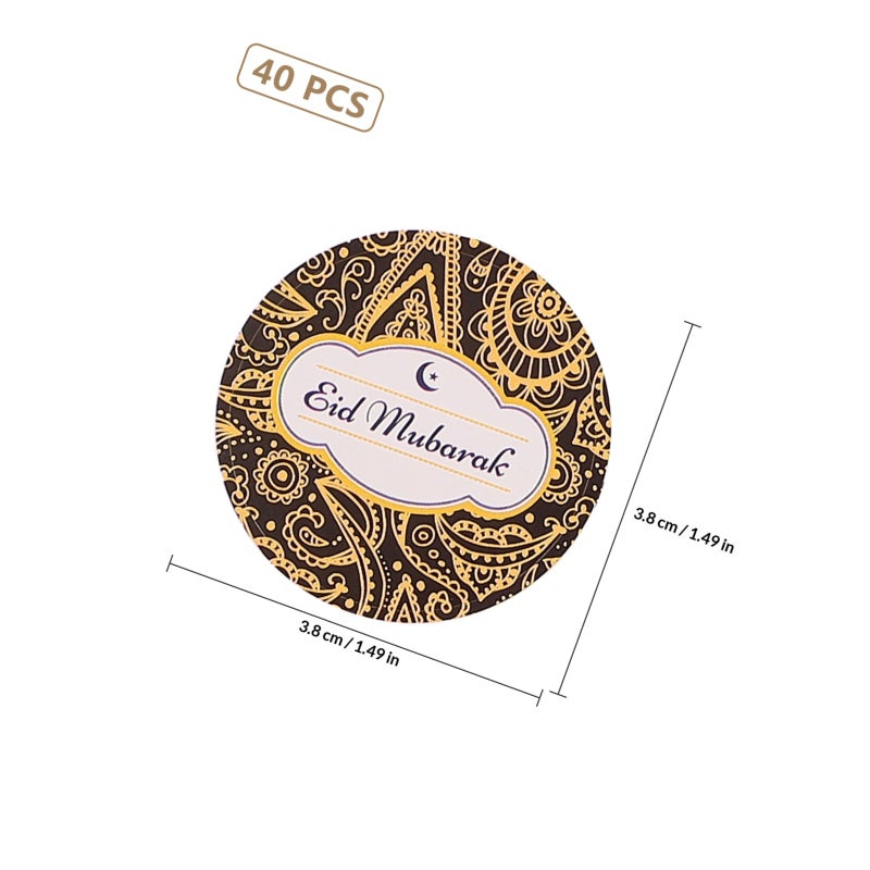 480Pcs Eid Mubarak Bag Envelope Seal Stickers Islam Party Round Bag Sticker - Image 2