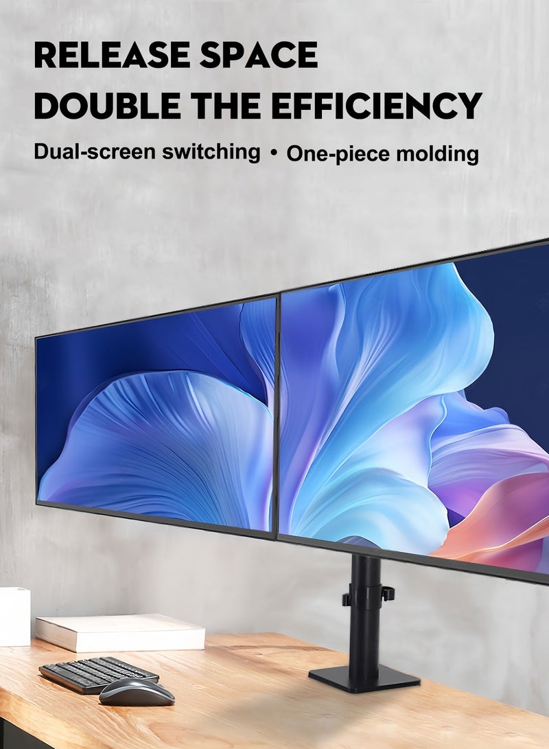 FlashHawk Dual Monitor Stand Holds 2 Monitors up to 32 inches,VESA 75 * 75/100 * 100mm,Each Arm Holds up to 9 kg with C Clamp and Grommet Base - Image 2