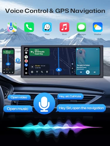 INNOVV V2 10.3 Inch Wireless CarPlay & Android Auto HD IPS Touch Screen 1920x720, Universal Fit, Plug and Play, Mirror Link, GPS, Loop Recording, Siri & Google Assistant, Adjustable Magic Stand - Image 3
