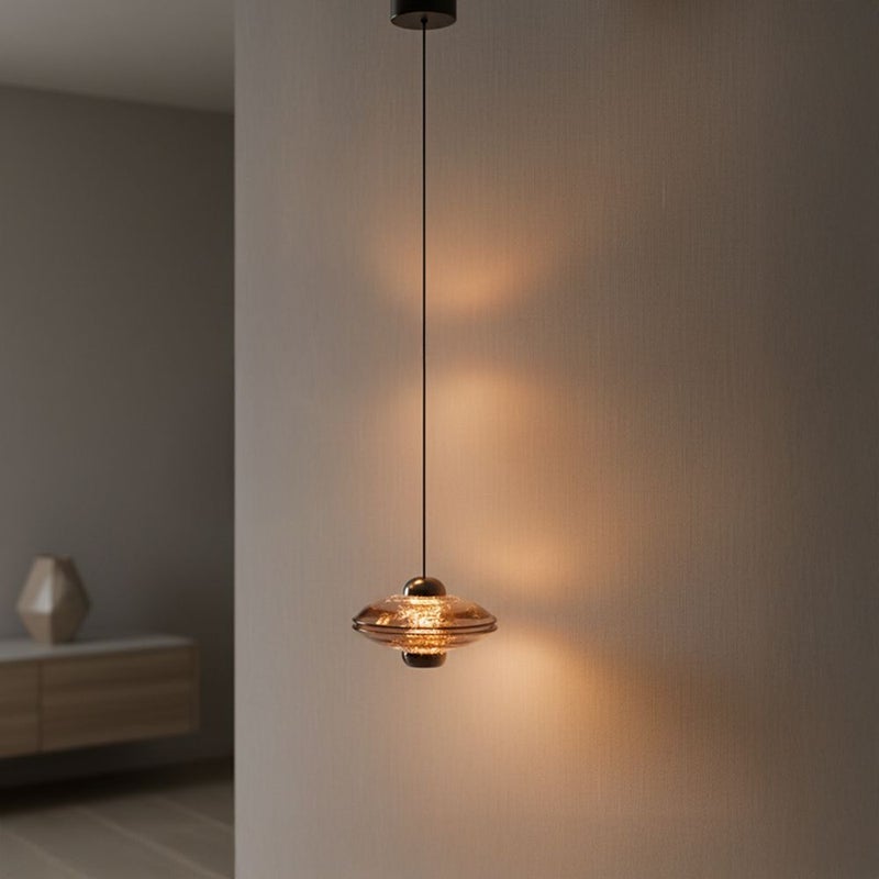 DANUBE HOME Orion LED Pendant Lamp 2m Adjustable length Contemporary Pendant Lamps Hanging Lanterns Built in LED Modern Design Indoor Lighting For Dining Room Living Room L14xW14xH10cm-Tea Brown - Image 1