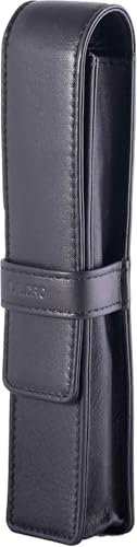 DiLoro Leather Single Pen Case Pencil Pouch Holder for One Fountain Ballpoint Rollerball Pen and Pencil (Black Polished Nappa) - Image 3