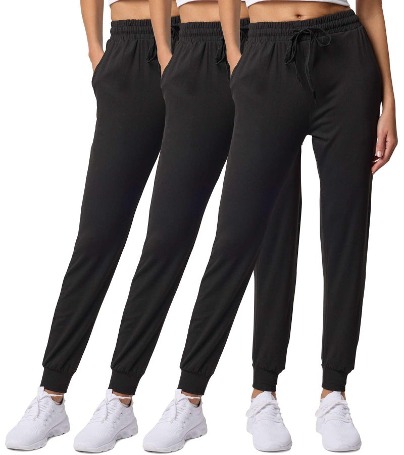 Real Essentials 3 Pack Womens UltraSoft Lounge Joggers Sweatpants Athletic Yoga Pants with Pockets Available in Plus Set 1 M Pack of 3