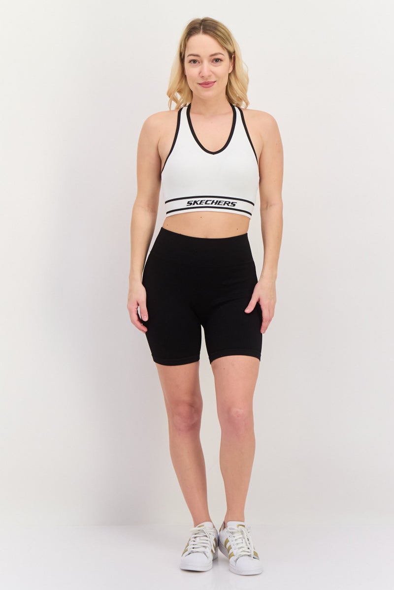 SKECHERS Women Textured Padded Sports Bra, White - Image 4