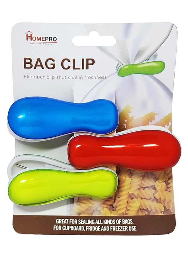 Home Pro 3 Pieces Home Pro Colourful Bag Clips Food Bag Sealing Clips Bpa Free Air Tight Seal Grip Food Bags Multicolor ‎3 x 3 x 7 cm  - Image 2