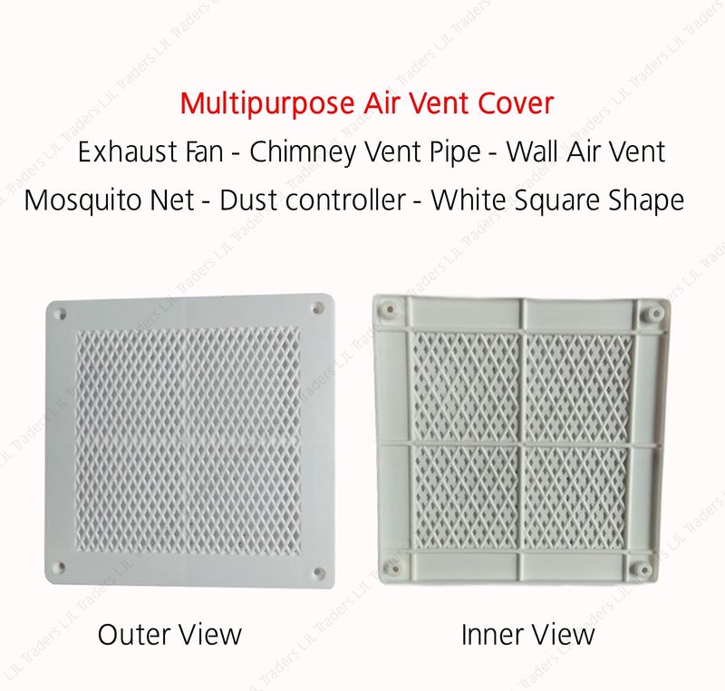 LJL Traders Wall Exhaust Fan Chimney Vent Pipe Cover Mosquito Net Dust Controller/Square Cowl Air Vent Grille Cover Ducting, Color - White, 7 Inch Square - 1 Piece - Image 4