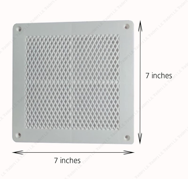 LJL Traders Wall Exhaust Fan Chimney Vent Pipe Cover Mosquito Net Dust Controller/Square Cowl Air Vent Grille Cover Ducting, Color - White, 7 Inch Square - 1 Piece - Image 3