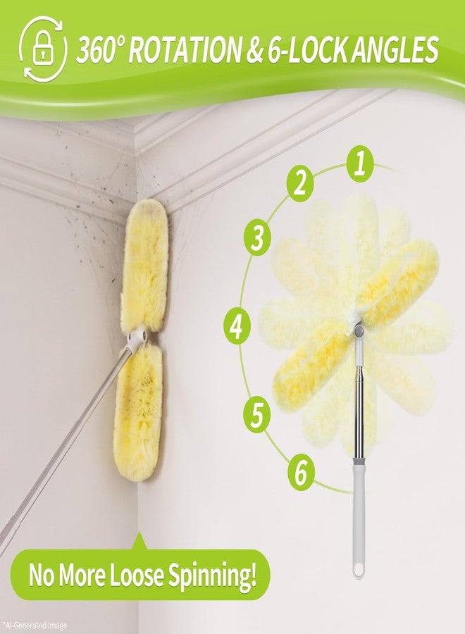 IVYROLL Dual Head Duster with Extended Handle 6 ft, Lockable Extendable Duster Kit with Extension Pole for High Ceiling Fan & Wall, 8 Refills - Image 4