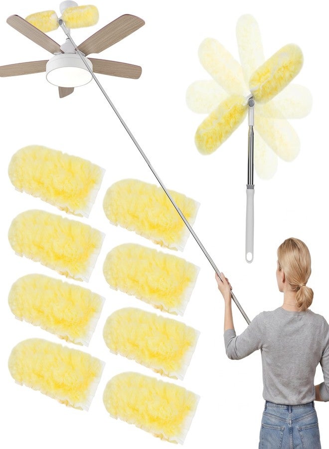 IVYROLL Dual Head Duster with Extended Handle 6 ft, Lockable Extendable Duster Kit with Extension Pole for High Ceiling Fan & Wall, 8 Refills - Image 1
