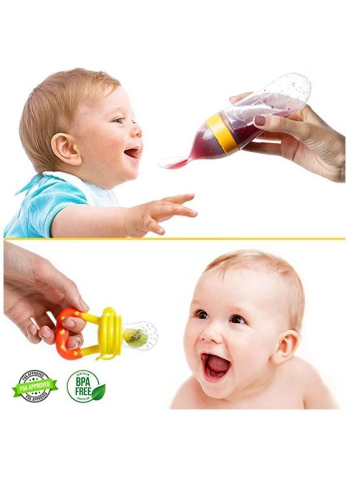 Baby Food Feeder, Feeding Set, Fruit Feeder with Different Sized Silicone Pacifiers, Mash and Serving Bowl, Infant Tableware, Bib, Gift Set 9PC - Image 4