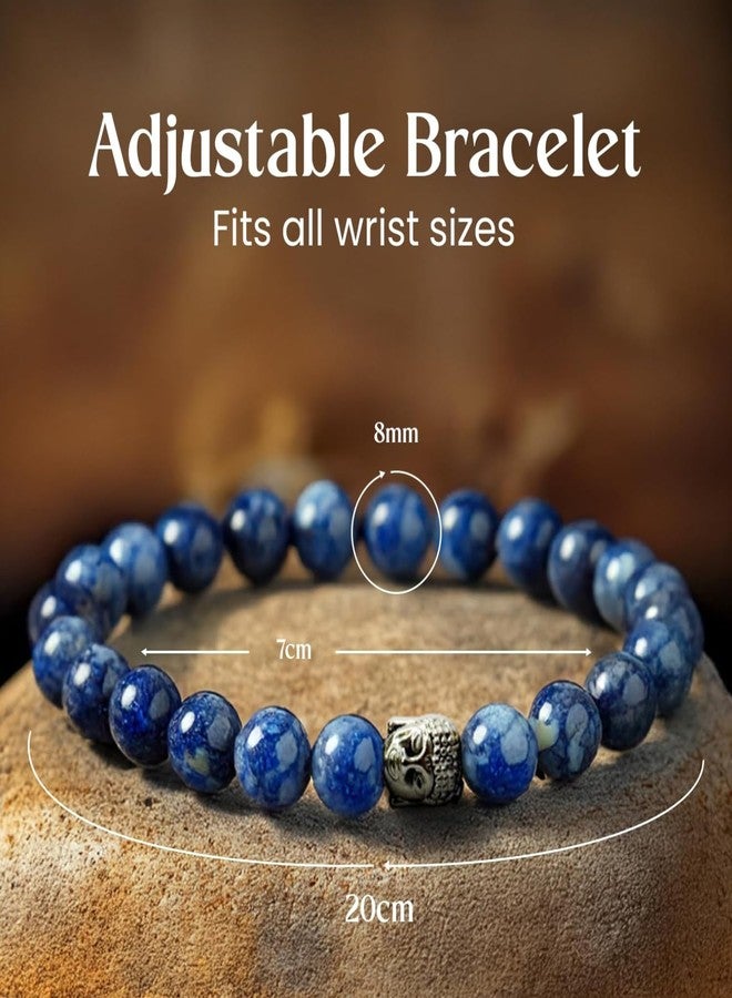 Senroar Lapis Lazuli Bracelet | Enhances Wisdom, Intuition & Mental Clarity | Certified Healing Crystal Astrology Bracelets for Man & Women (Lapis Lazuli Buddha Charm Bracelet) - Image 2