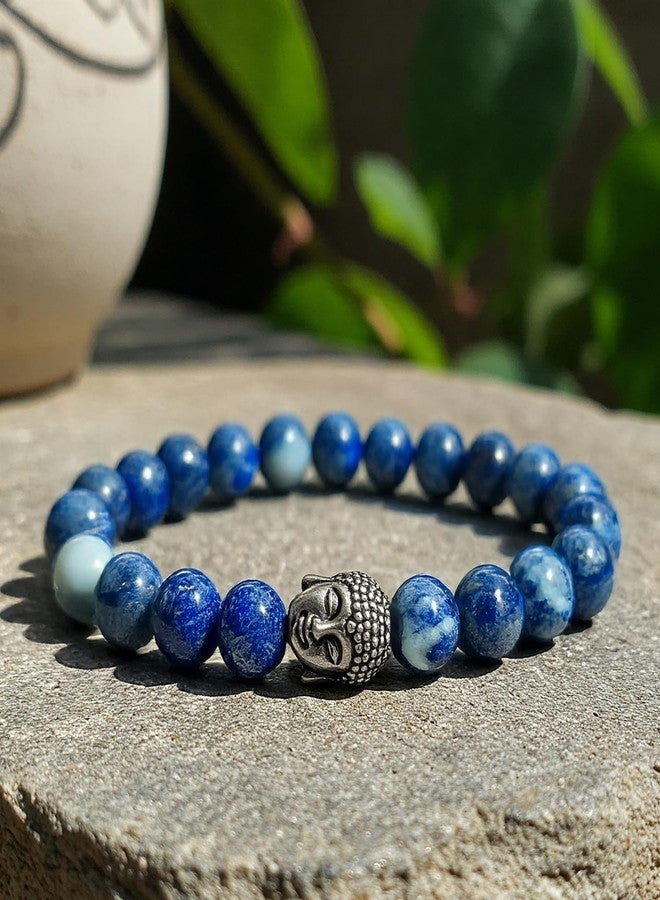 Senroar Lapis Lazuli Bracelet | Enhances Wisdom, Intuition & Mental Clarity | Certified Healing Crystal Astrology Bracelets for Man & Women (Lapis Lazuli Buddha Charm Bracelet) - Image 3