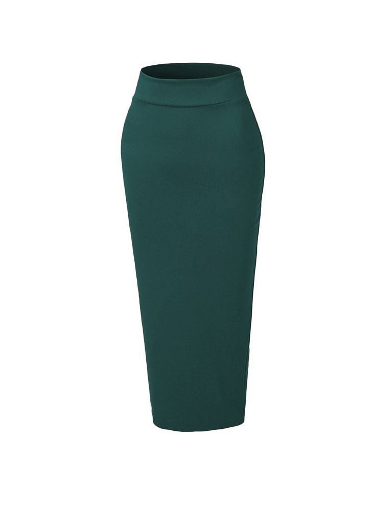 Loquat High Waist Tight Solid Color Skirt Green  - Image 1