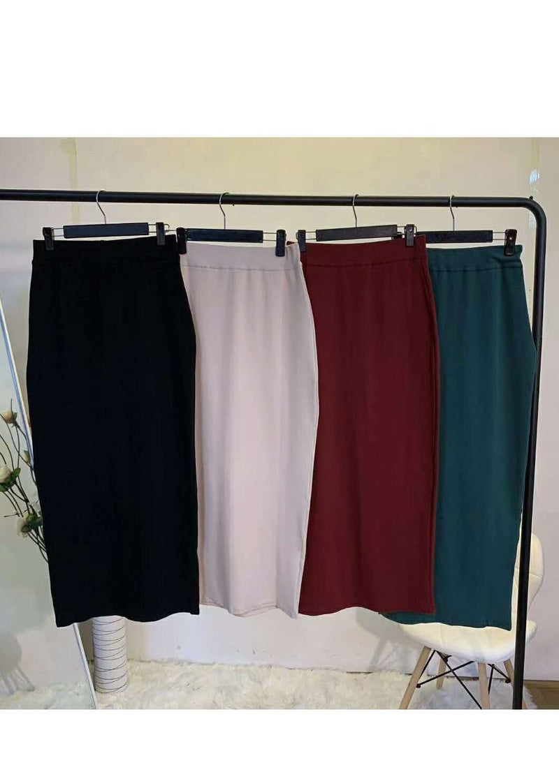 Loquat High Waist Tight Solid Color Skirt Green  - Image 2