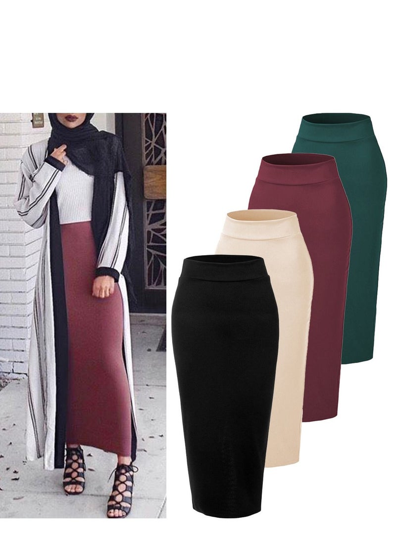 Loquat High Waist Tight Solid Color Skirt Green  - Image 3