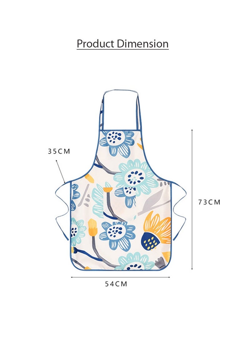 Yuwell Polyester Cooking Apron Adjustable Kitchen Apron Soft Waterproof Stainproof Chef Apron With Pocket For Women And Men Oil Proof Apron Artsy Flower - Image 4