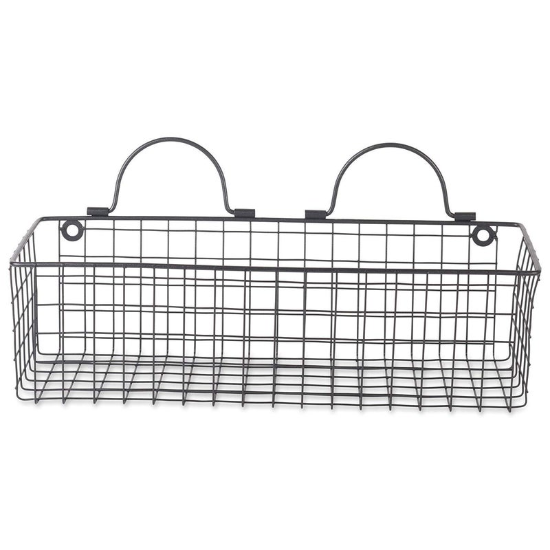 INDIAN DECOR INDIAN DECOR 28727 Rustic Farmhouse Vintage Hanging Wall Mounted Wire Metal Basket Set of 2 Small Black  - Image 5