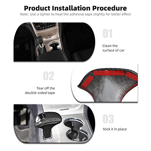 CheroCar Gear Shift Knob Cover Trim Stick Shifter Cap Cover Interior Accessories for 2014-2015 Jeep Grand Cherokee, for 2012-2014 Chrysler 300C,Carbon Fiber Grain… - Image 4