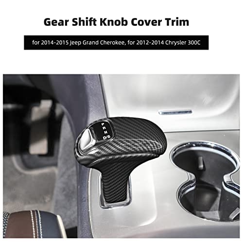 CheroCar Gear Shift Knob Cover Trim Stick Shifter Cap Cover Interior Accessories for 2014-2015 Jeep Grand Cherokee, for 2012-2014 Chrysler 300C,Carbon Fiber Grain… - Image 5