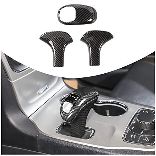 CheroCar Gear Shift Knob Cover Trim Stick Shifter Cap Cover Interior Accessories for 2014-2015 Jeep Grand Cherokee, for 2012-2014 Chrysler 300C,Carbon Fiber Grain… - Image 1