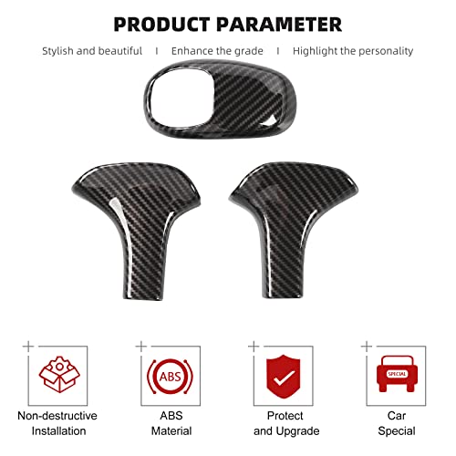 CheroCar Gear Shift Knob Cover Trim Stick Shifter Cap Cover Interior Accessories for 2014-2015 Jeep Grand Cherokee, for 2012-2014 Chrysler 300C,Carbon Fiber Grain… - Image 2