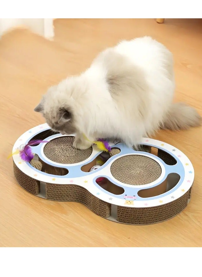 A.M Cat Scratch Pad, Cat Runway Cat Scratcher, Cardboard Toys for Indoor Cats, Scratcher Toy, Ball Track Cat Toys, Cats Grinding Claw Scratcher, Protector For Furniture From Cat Scratch - Image 1