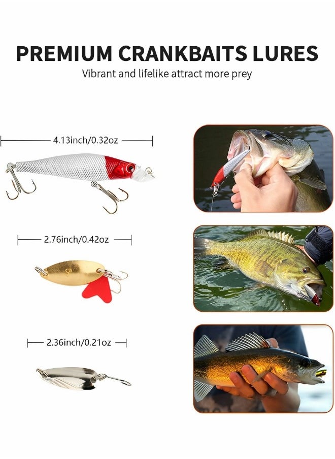 GROIC - 132PCS Fishing Lures Kit Set, Bait Tackle Kit Including Crankbaits, Topwater Lures, Spinnerbaits, Worms, Jigs, Hooks, Tackle Box and Fish Wire More Fishing Gear Lures - Image 1