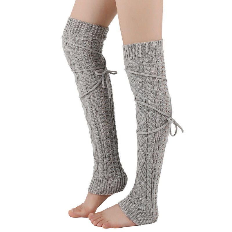 New Woolen Warm Leg Warmers Knee High Socks for Women Nostalgic Beige  - Image 3