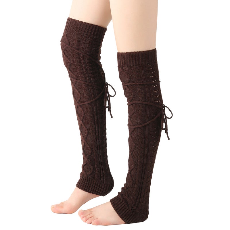 New Woolen Warm Leg Warmers Knee High Socks for Women Nostalgic Beige  - Image 2