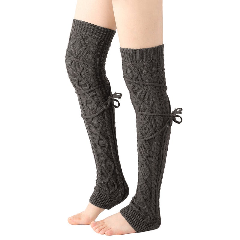 New Woolen Warm Leg Warmers Knee High Socks for Women Nostalgic Beige  - Image 4