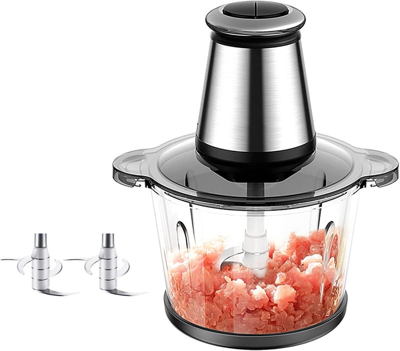FEELING MALL Electric Food Processor For Kitchen - Vegetable Chopper -2L Stainless Steel and Glass Bowl For Food Chopper, Meat Mincer, Vegetables, Onion Slicer Dicer, Fruit and Nuts Blender - Image 1