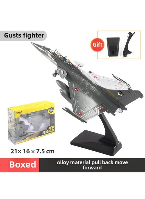 Rafale Alloy Aircraft Model Fighter Back Force Sound And Light Children's Toy Model Bomber With Bracket Boxed-Color:Grey