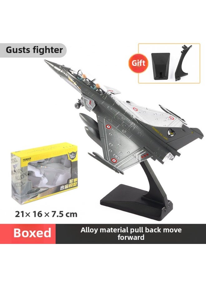 null - Rafale Alloy Aircraft Model Fighter Back Force Sound And Light Children's Toy Model Bomber With Bracket Boxed-Color:Grey - Image 1