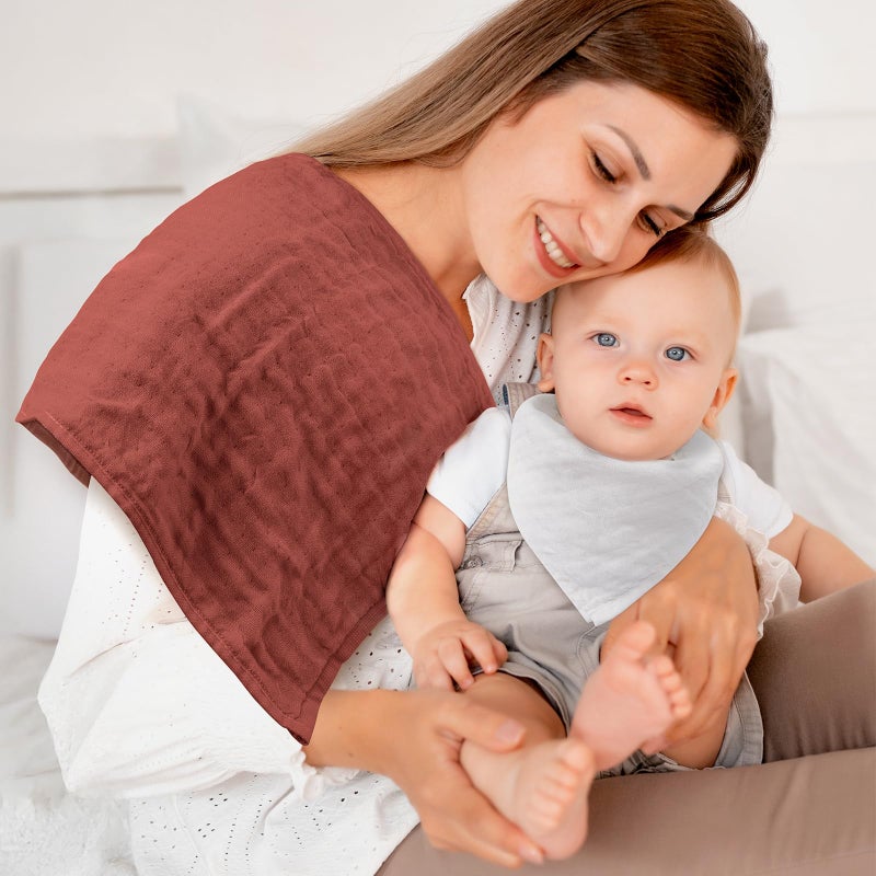 Maliton Muslin Burp Cloths 100% Cotton 20" x 10", 6 Layer Absorbent for Baby Drool and Mess - Non-Irritating & Breathable Baby Burp Cloths for Boys & Girls (Brown and White) - Image 2
