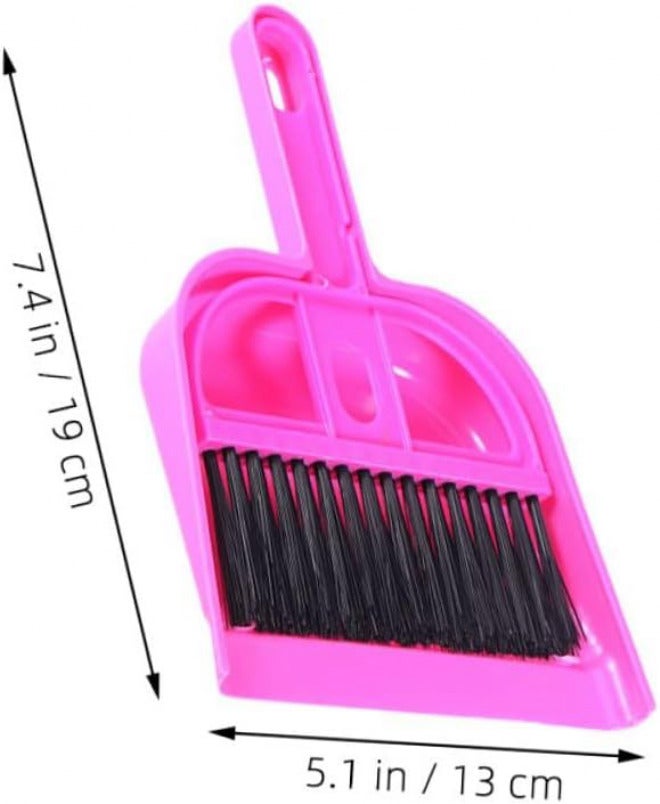 Mini Broom and Dustpan Set 10pcs for Hamster, Chinchilla, and Reptile Cage Cleaning – Handheld Compact Cage Cleaner with Bright Rose Red and Bright Blue Brushes for Small Animal - Image 2