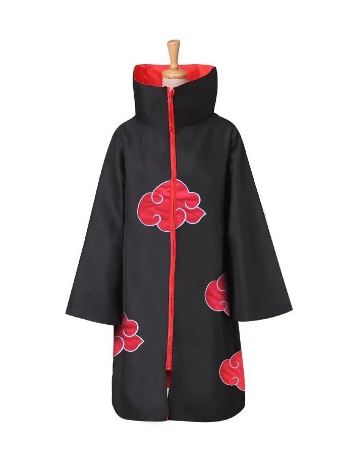 ناروتو عباءة كوسبلاي Naruto Akatsuki بمقاسات متعددة طباعة سحابة حمراء ياقة عالية بوليستر قابل للتنفس للمؤتمرات والهالوين - Image 1