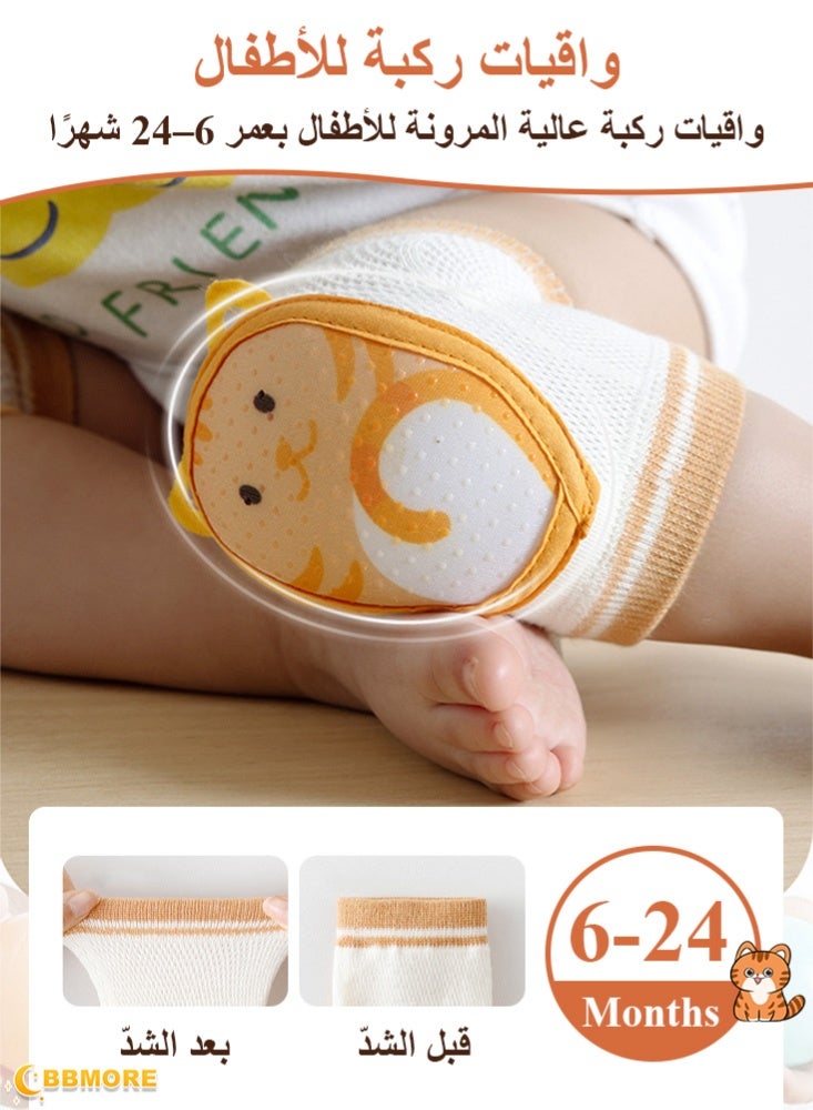 BBMORE 2Pairs Baby Knee Pads for Crawling, Adjustable and Breathable Knee Pads for Kids Toddler Knee Pad for 6-24 months Girl Boy Crawling (Orange) - Image 2