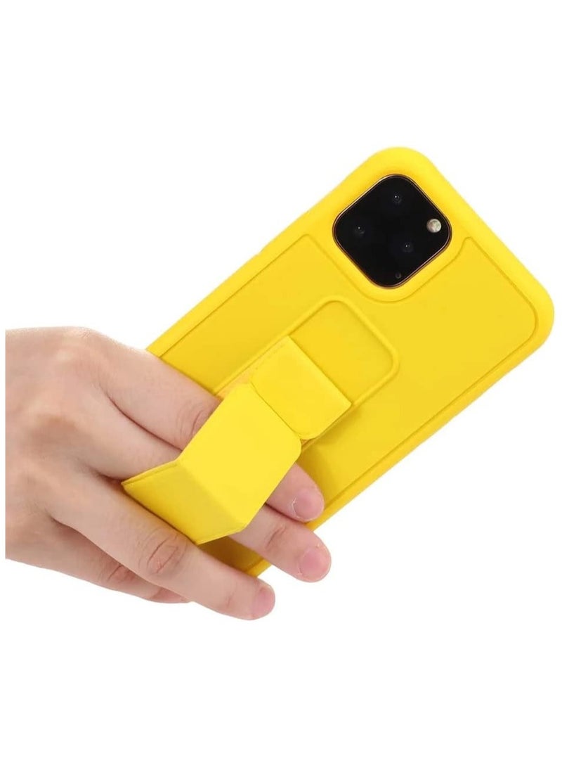 غطاء غطاء iPhone 16 Pro Max لغطاء قبضة الإصبع هاتف السيارة المغناطيسي متعدد الوظائف للصدمات حافظة واقية اثنان في واحد حامل الهاتف باللون الأصفر - Image 3