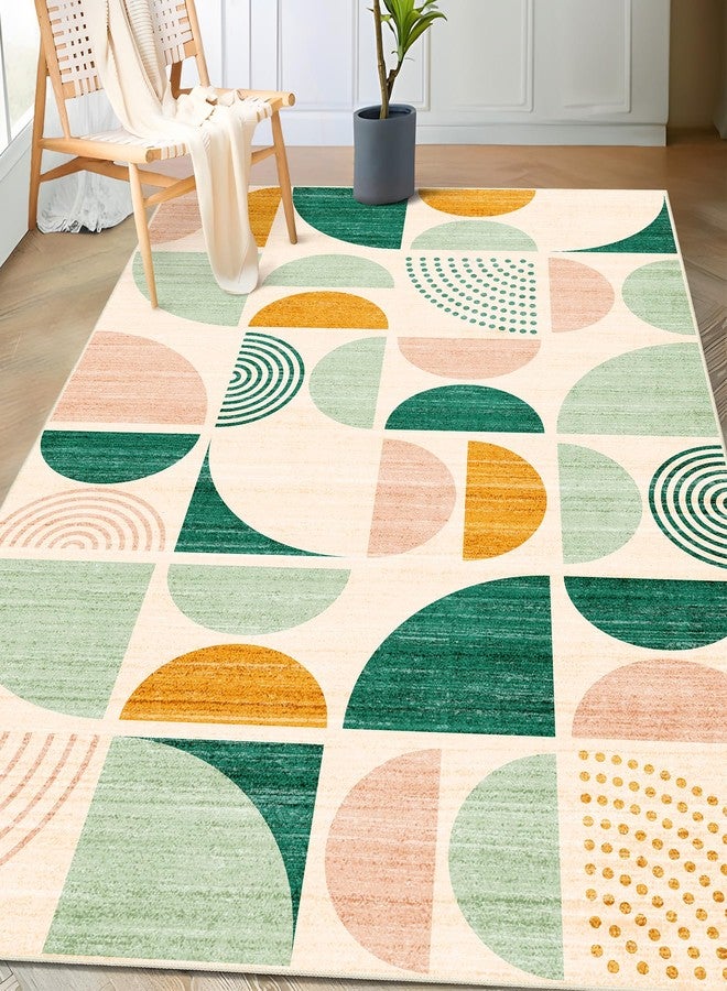 MUJOO Green Rug Boho Washable,3x5 Area Rugs for Bedroom Entryway Living Room Bedside,Small Throw Floor Carpet Non Slip Soft Indoor Modern Abstract Sage Green - Image 1