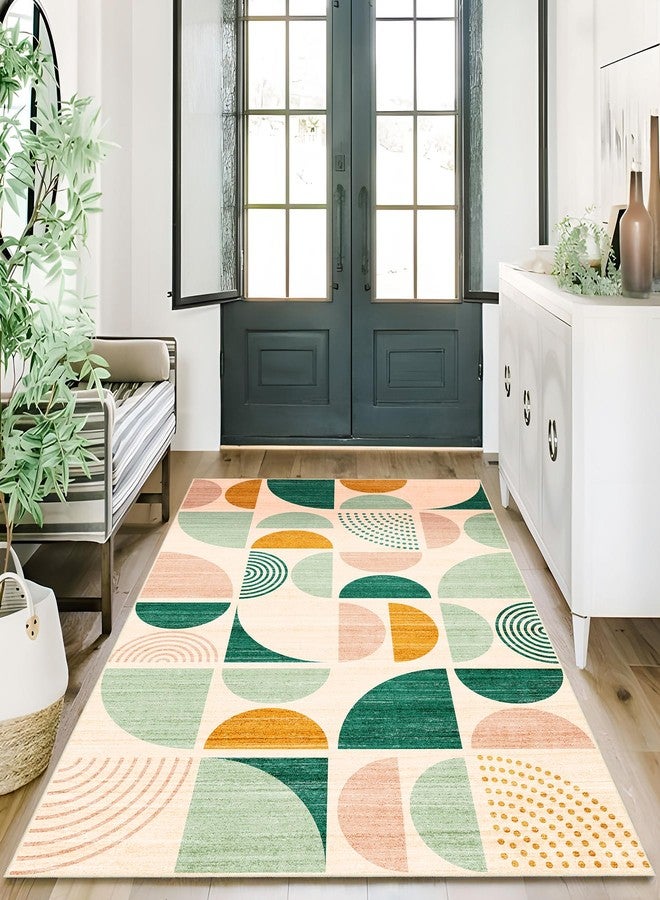MUJOO Green Rug Boho Washable,3x5 Area Rugs for Bedroom Entryway Living Room Bedside,Small Throw Floor Carpet Non Slip Soft Indoor Modern Abstract Sage Green - Image 4