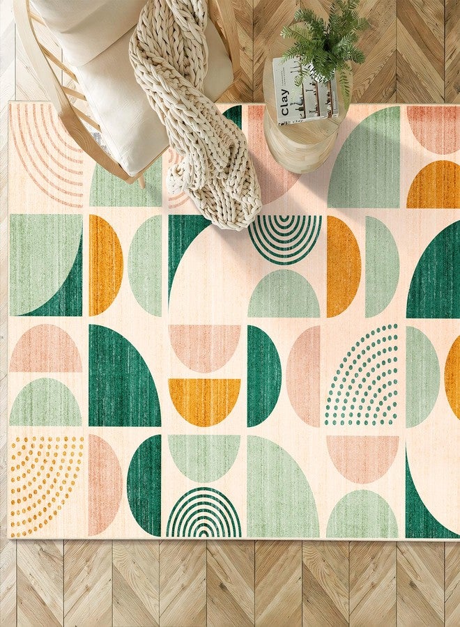 MUJOO Green Rug Boho Washable,3x5 Area Rugs for Bedroom Entryway Living Room Bedside,Small Throw Floor Carpet Non Slip Soft Indoor Modern Abstract Sage Green - Image 2